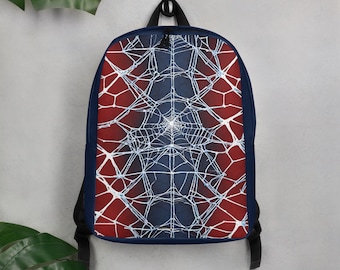 Spider Web Kids Backpack: Red and Blue Rucksack