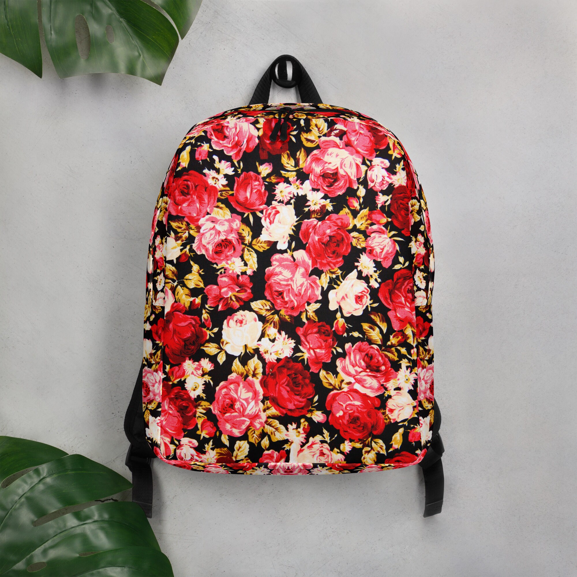 Red Floral Elegance: Fashionable Backpack With Eye-catching  display picture 1
