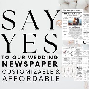 Wedding Newspaper Template with Photo, Wedding Newspaper Template, Wedding Program, Newlywed Times, Editable Newspaper Itinerary, Marriage