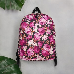 Pink Floral Delight: Stylish Backpack with Charming Floral Design - Perfect for Trendy Fashionistas!
