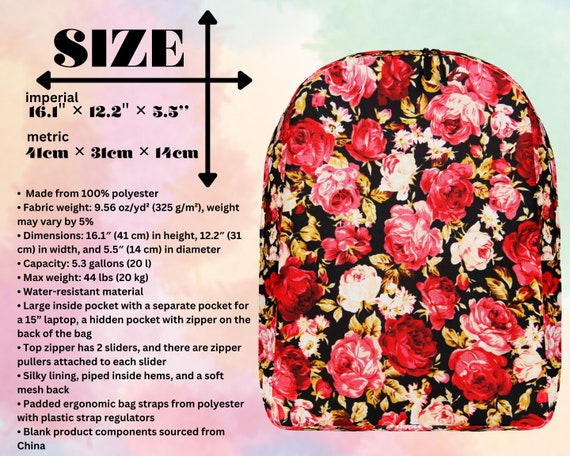 Red Floral Elegance: Fashionable Backpack With Eye-catching  display picture 1