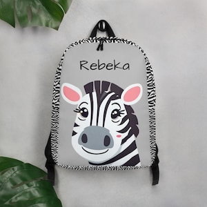 Stride with Style - Grauer Zebra-Rucksack für Kinder, personalisierbare und trendige Kindertasche