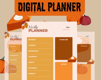 Planificador diario semanal de otoño, Planificador de otoño, Planificador de otoño imprimible, Lista de tareas pendientes de otoño, Descarga instantánea, Planificador de Acción de Gracias, Temática de otoño
