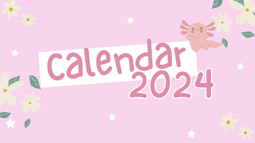 Cute Printable Calendar 2024, Monthly Planner 2024, Daily 2024 Digital ...