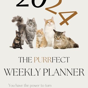 Printable Planners, The Purrfect Weekly Planner, printable Notebooks, Digital Planners, 2024 Printable Weekly Planners,