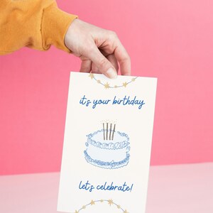Happy Birthday Card  Minimalist Blue Script Birthday Greeting Card  Have an Amazing Day Birthday Wish Simple Elegant Birthday Card