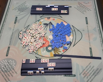 Set of 2 Siamese Travel Mahjong Racks with Pushers. Multiple Colorways. Tiles not Included.