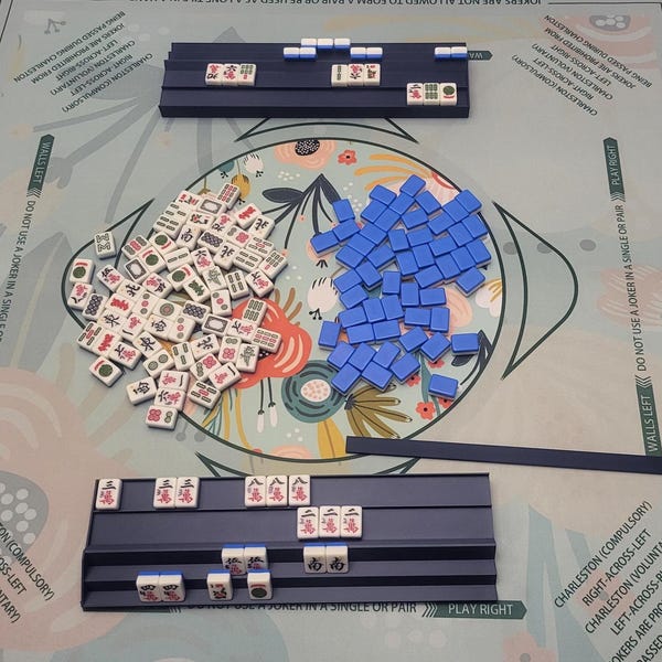 Double Handed Travel Mah Jongg Racks for Two-Player Games – Multiple Colorways – Tiles Not Included