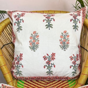 Block Printed Cushion Cover, Beautiful Reversible block print cushion cover, Indian Cushion, pillow cover 24x24&quot;,Decorative cushion cover