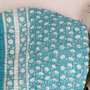 Reversible Printed Block Print Quilt Pure Cotton Quilt, Hand Stitch Blanket Throw, Handmade Kantha Quilt Soft Bedspread Jaipuri Razai