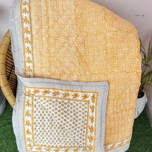 Anokhi Indian Kantha Quilt, Hand Block Print Reversible Quilt, Pure Organic Cotton Quilt, Hand Stitch Jaipur Quilt, Indian Razai