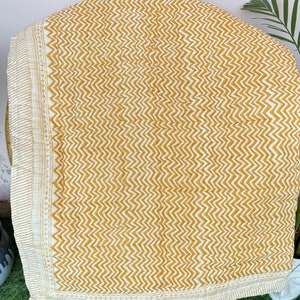 Gelb Boho Block Print Quilt: Indische Baumwolle Bettwäsche