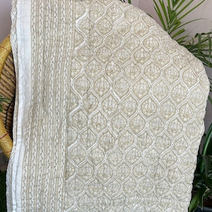 Anokhi Indian Jaipuri Block Print Quilt Printed Reversible Razai, Natural Cotton Handmade Floral Quilt, Jaipuri razai Bedspread Kantha Quilt