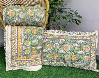 Anokhi Indian Jaipuri Block Print Quilt Printed Reversible Razai Cotton Handmade Floral Quilt, Jaipuri razai, Bedspread Comforter