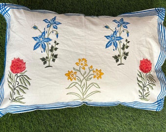 Indian Handmade Pillowcase  Pure Cotton ethnic pillow, minimalist pillow, boho pillow cover pillow, Reversible Pillowcase Cushion Cover