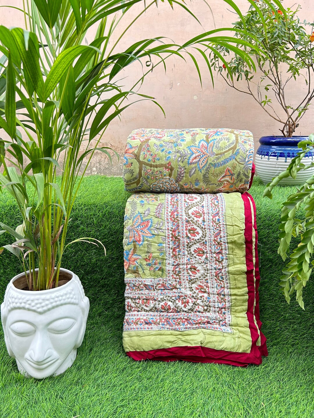 Indian Jaipuri Block Printed Quilt Printed Reversible Etsy