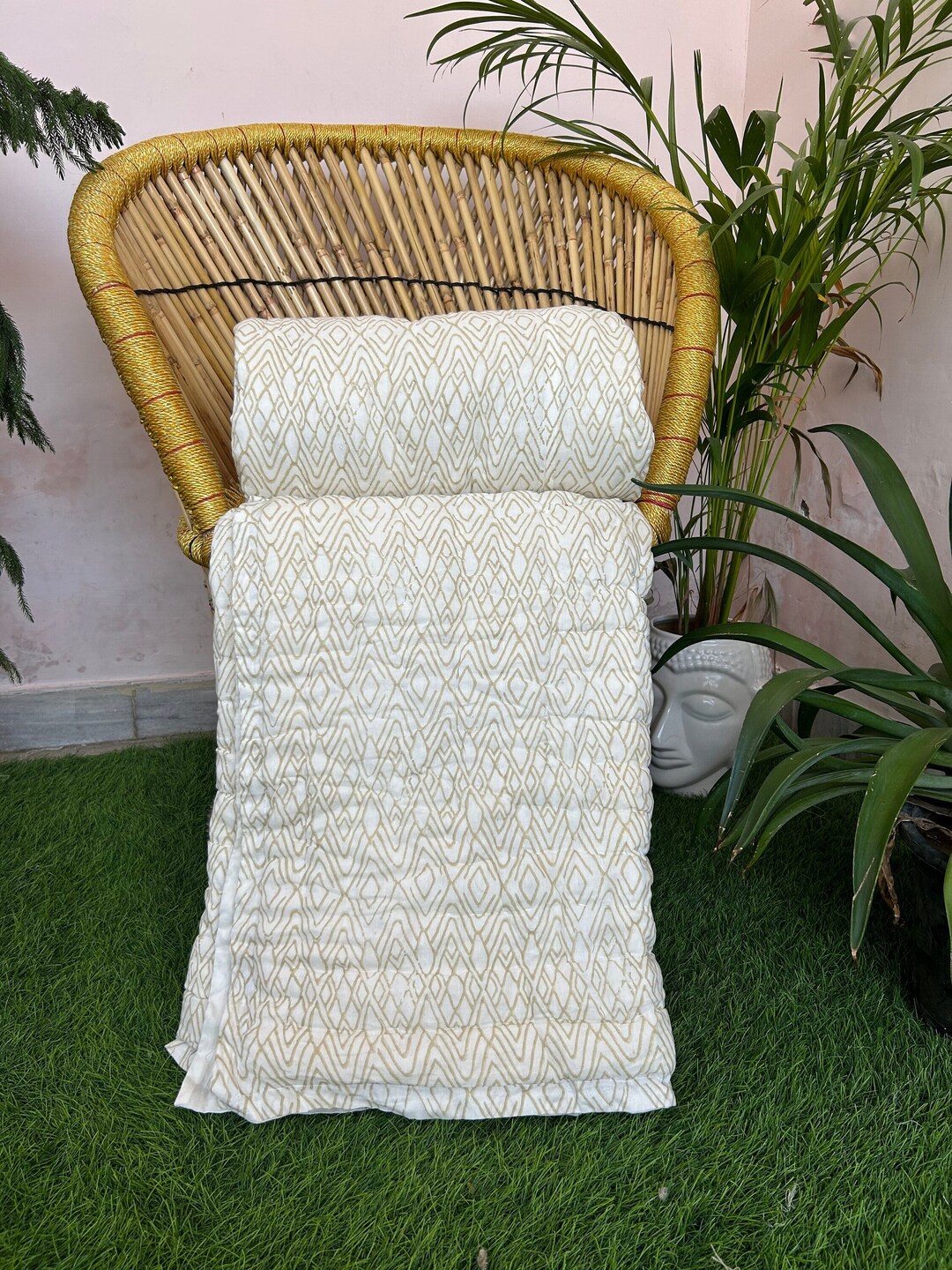 Anokhi Indian Jaipuri Block Print Quilt Printed Reversible Razai Pure