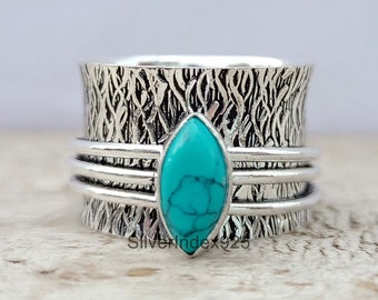 Blue Turquoise Ring, 925 Solid Sterling Silver Ring, Women's Jewelry Ring, Handmade Jewelry Items, Statement Ring, Natural Turquoise