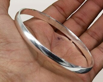 Solid 925 Sterling Silver Bangle, Hand Crafted, Sterling Silver Wrap Bangle, Handmade Silver Bangle, Meditation Ring, Hammered Silver Bangle