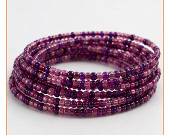 Jewellery Set - Classic Purple for Royalty with Handmade Waist Bead, Bracelet and Anklet