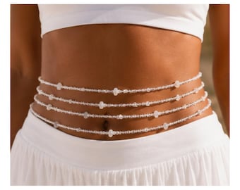 Clear Quartz Crystal Jewellery Set for Healing with Bracelet, Anklet and Waist Bead