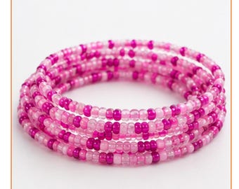Jewellery Set - Classic Pink for Sweetness with Handmade Waist Bead, Bracelet and Anklet