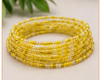 Jewellery Set - Classic Yellow for Brightness with Handmade Waist Bead, Bracelet and Anklet