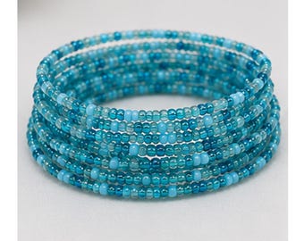 Jewellery Set - Classic Turquoise for Harmony with Handmade Waist Bead, Bracelet and Anklet