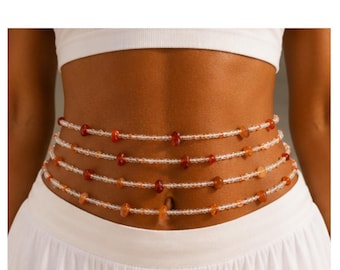 Carnelian Crystal Jewellery Set for Healing with Bracelet, Anklet and Waist Bead