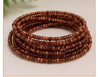 Jewellery Set - Classic Brown for Grounding with Handmade Waist Bead, Bracelet and Anklet