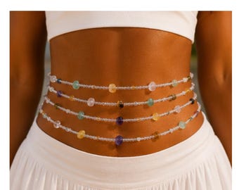 Flourite Crystal Jewellery Set for Healing with Bracelet, Anklet and Waist Bead