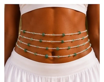 Green Aventurine Crystal Jewellery Set for Healing  with Bracelet, Anklet and Waist Bead