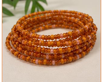 Jewellery Set - Classic Orange for Creativity with Handmade Waist Bead, Bracelet and Anklet