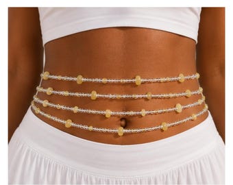Citrine Crystal Jewellery Set for Healing with Bracelet, Anklet and Waist Bead