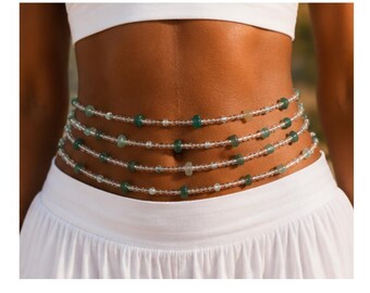 Amazonite Crystal Jewellery Set for Healing with Bracelet, Anklet and Waist Bead
