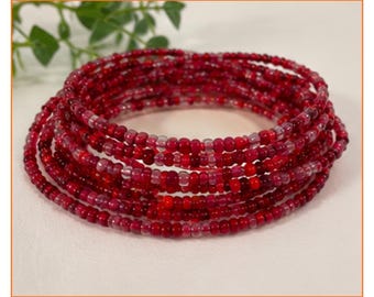 Jewellery Set - Classic Red for Passion with Handmade Waist Bead, Bracelet and Anklet