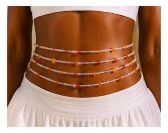 Red Agate Crystal Jewellery Set for Healing with Bracelet, Anklet and Waist Bead