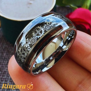 Steampunk Gear Ring  Mechanical 3D Look Ring Vintage Style Gear Ring Wedding band Gift For Him - Ringara