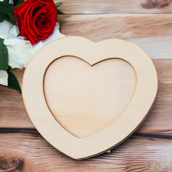 Cadre photo en forme de coeur en bois | Cadre photo personnalisable en forme de cœur en bois | Cadre photo coeur en bois bricolage | Cadre photo en forme de coeur