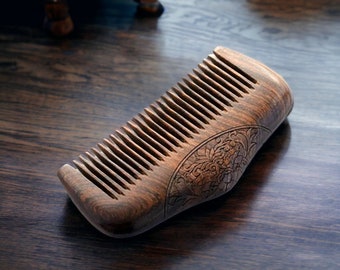 Natural Wood Pocket Comb | Narrow Tooth Wood Comb | Natural Wood Narrow Tooth Pocket Comb | Darkwood Pocket Comb | Wood Pocket Comb