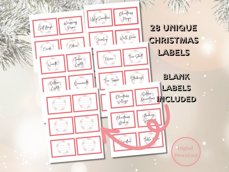 Christmas Storage Labels Printable, Holiday Storage Digital Download