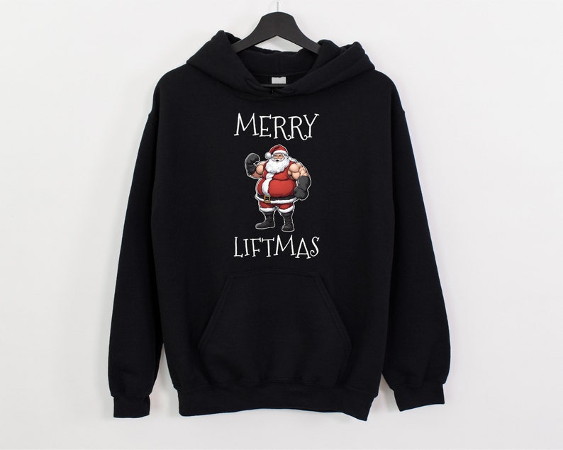 Buff Santa Claus Christmas Hoodie, Funny Christmas Gift, Unisex Hoodie