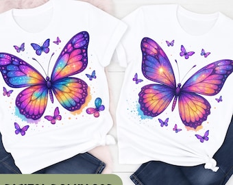 Iridescent Purple Butterfly Png, Sublimation Design, Glitter Butterflies, Trendy, T-Shirt Design, Sweatshirt, Instant Download, DTF  A108