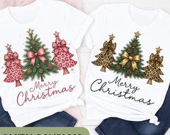 Retro Leopard Print Christmas Tree Png, Leopard Print Coquette Bow, Leopard sublimation, T shirt Christmas Print, Merry Christmas  H157