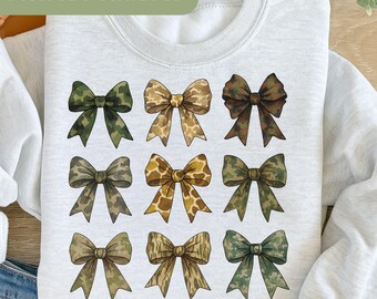 Arco de coqueta de camuflaje retro PNG, diseño de caza vintage, diseño para sublimación, arco de coqueta de camuflaje para sublimación, diseño de caza de camuflaje digital HO118