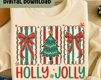 Coquette Holly Jolly Christmas Png, Merry and Bright Png, Preppy Christmas Tree png, Distressed Christmas Shirt PNG, Christmas Girly  H200