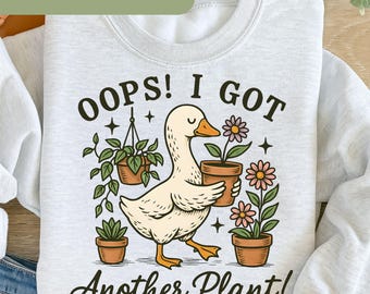 Oops I Got Another Plant Goose PNG, Funny Plant Lover, Sarcastic Gardening Humor, Vintage Goose Meme png, Trendy Plant Lover, Flower  HO101