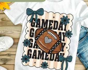 Football Game Day Coquette PNG, Preppy Football Shirt Design, Girly Fall Football Mom Sublimation, Football Bow Png, Touchdown Season HO107