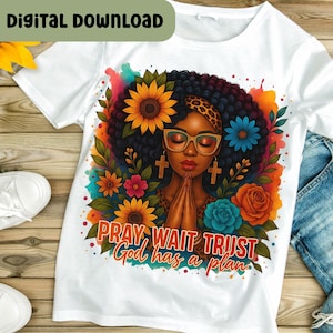 Christian Black Woman Png, Religious Black Woman, Black Girl, Jesus, Afro Girl, Pray Png, Christian Quotes Png, Sublimation Design R104