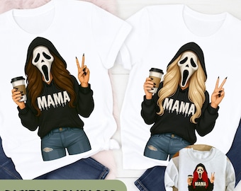 Horror Halloween PNG, Mama PNG, Coffee, Spooky Mama PNG Killer Vintage, Halloween png Digital Download, Blonde, Brunette, Ghost Girl  H162